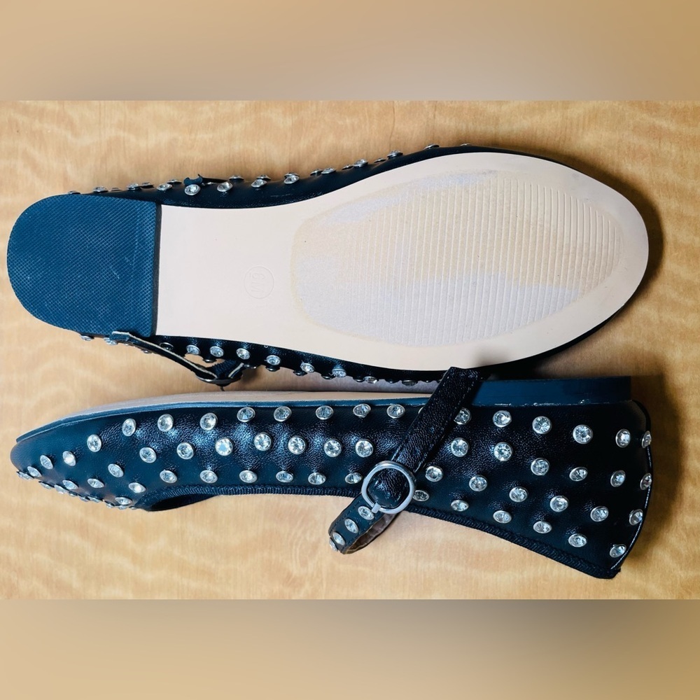 House of Harlow Black 1960 Flashy Mary Jane Ballet Flats - Picture 9 of 11